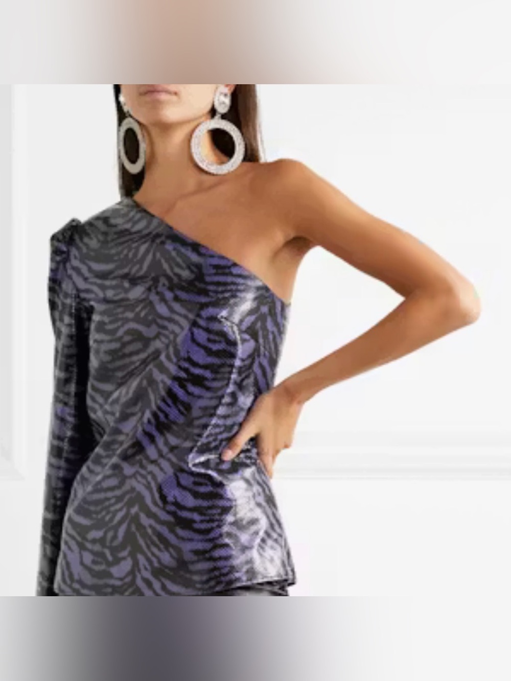 STAND STUDIO Michelle One Shoulder Zebra Faux Leather Top NWT EU 36 US 4